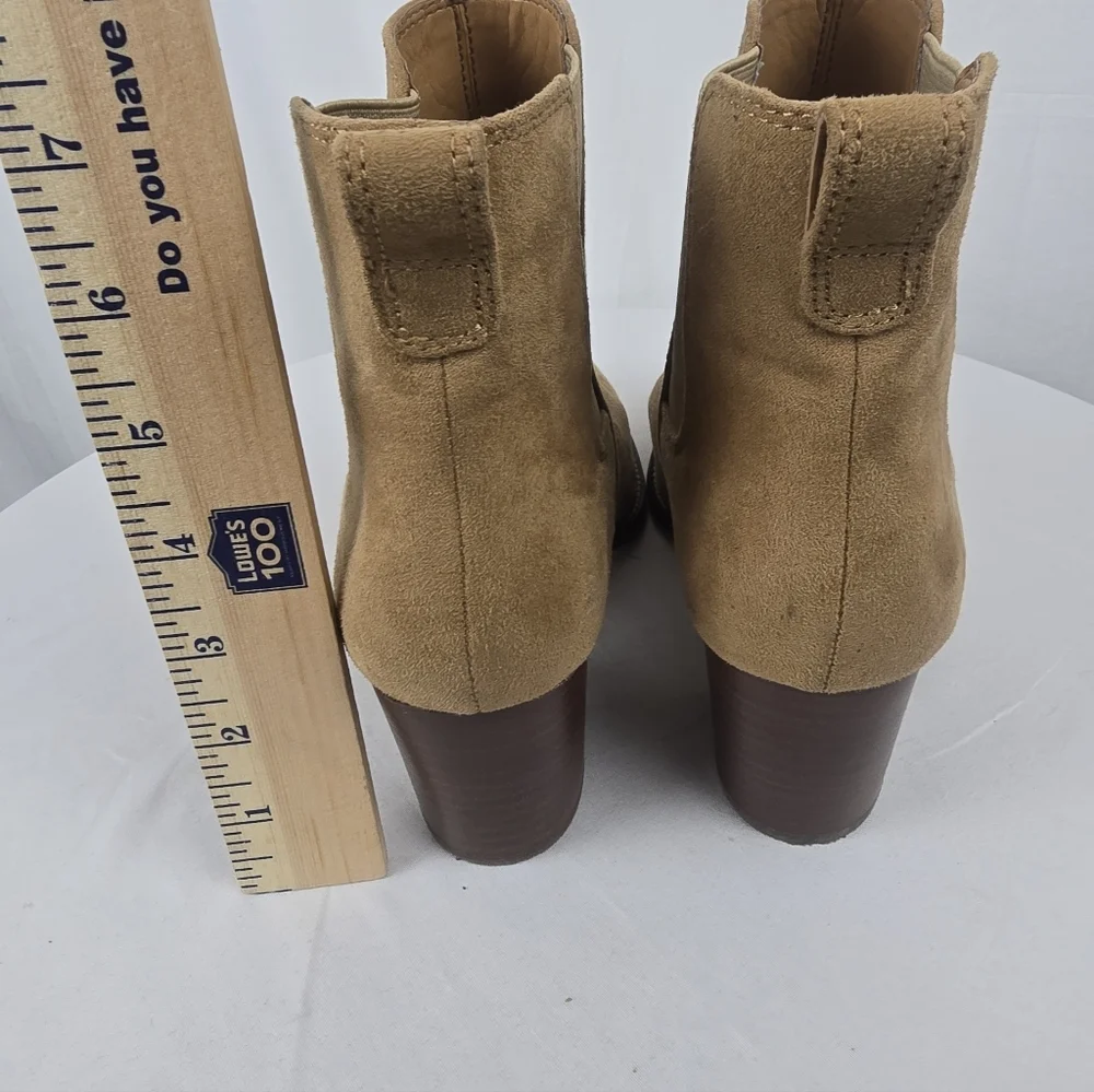 J.Crew Tan Suede Ankle Heeled Boots Sz 9